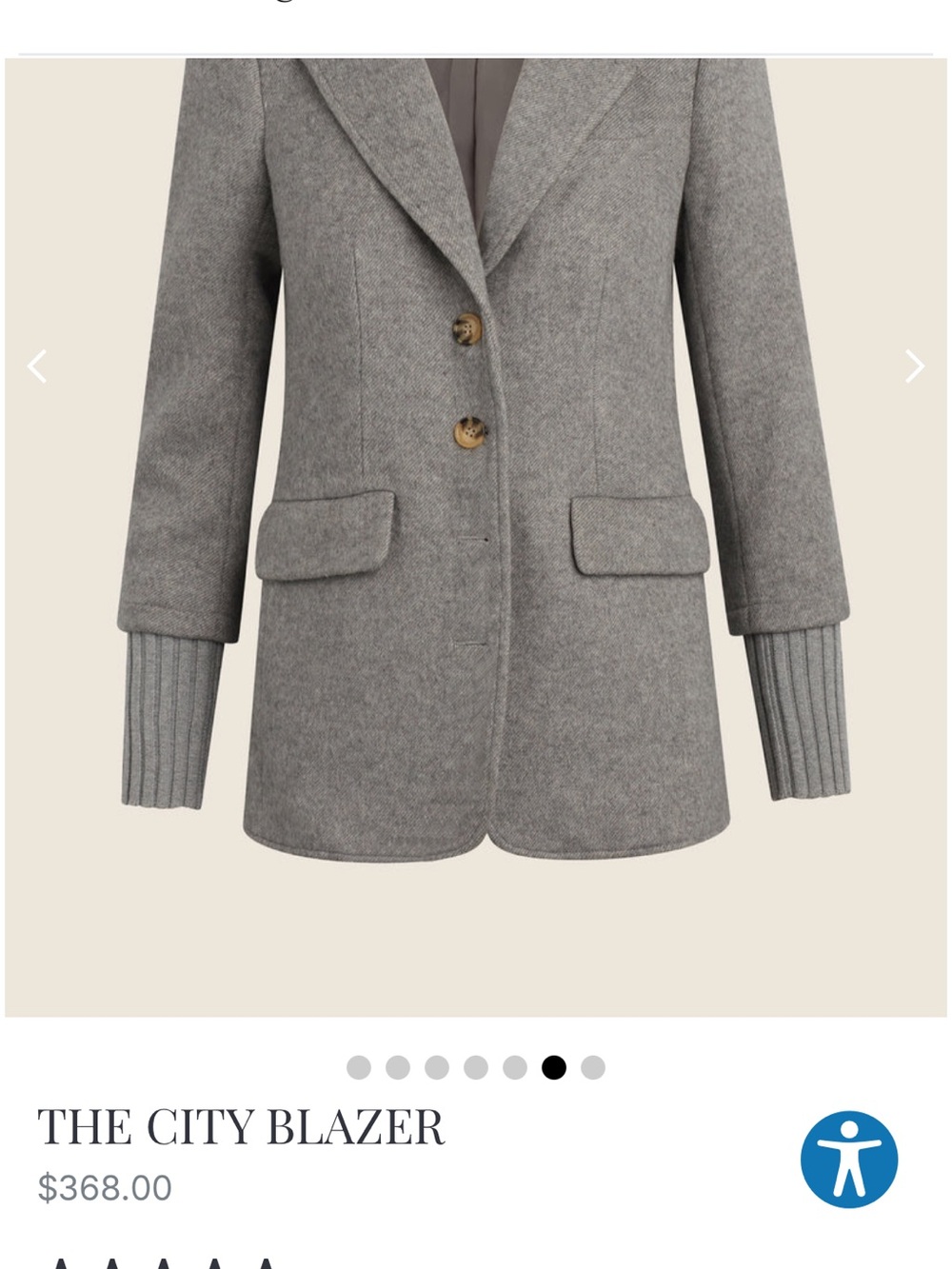 Favorite Daughter Gray Tailored Blazer with Ribbed Cuffs
